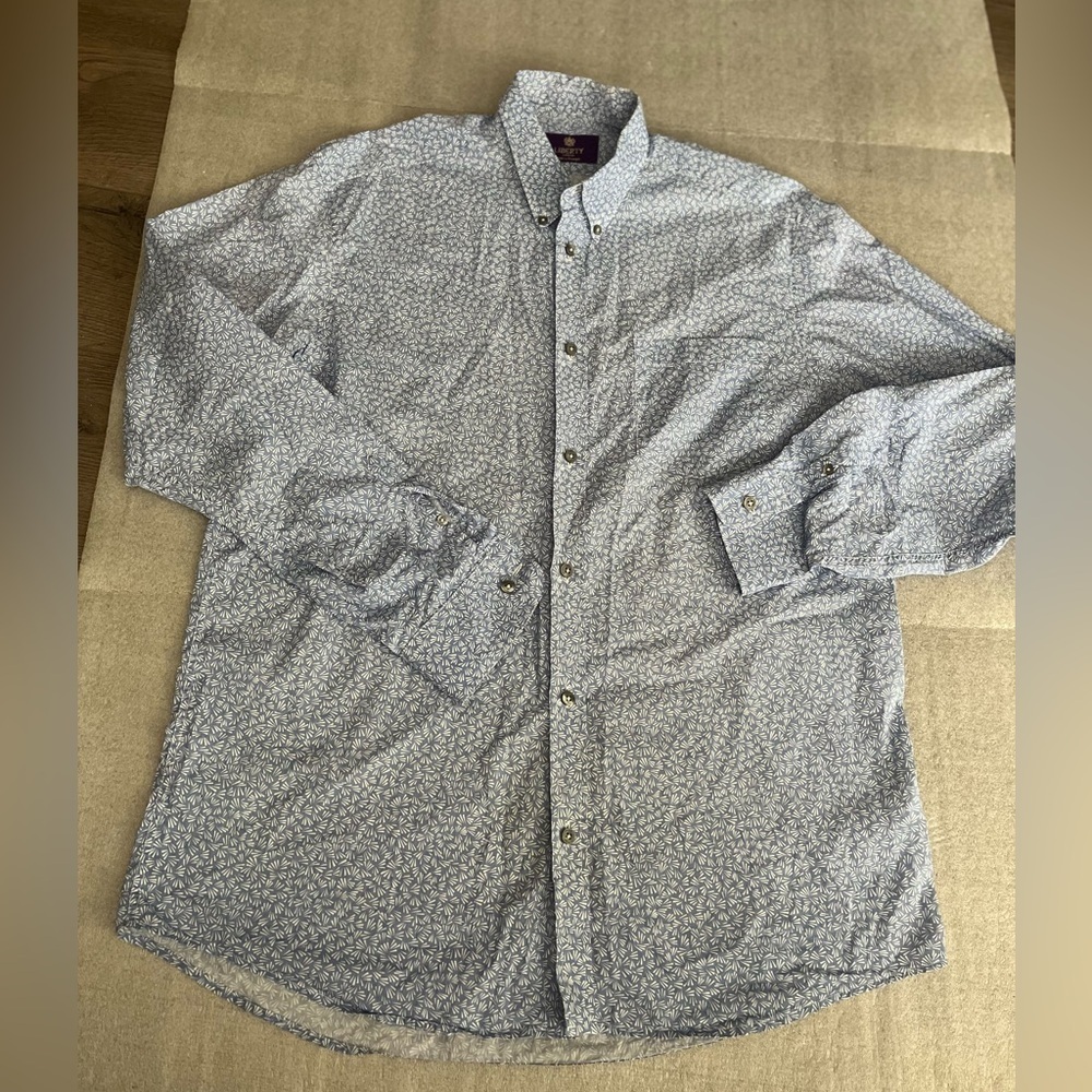 [16.5/PTP24”]Liberty London Men's Blue Patterned Button-Down Shirt NWOT